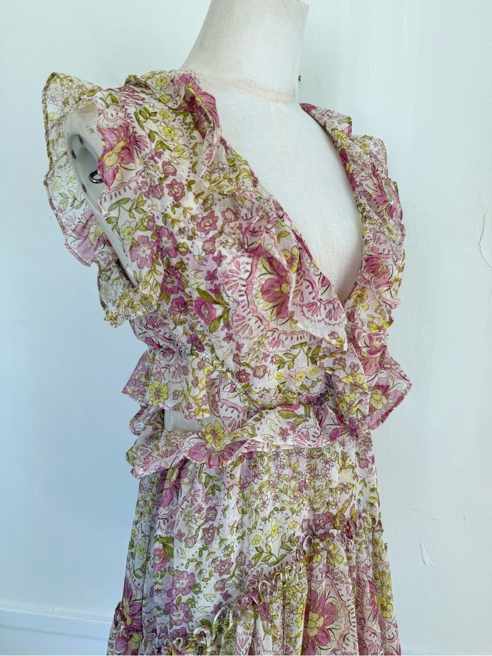 MISA LA Jolie Floral Ruffle Cutout Mini Dress XS - Picture 4 of 6